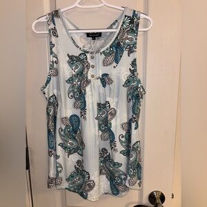 Beecarchil M Women's Paisley Tank Top - Blue and Black